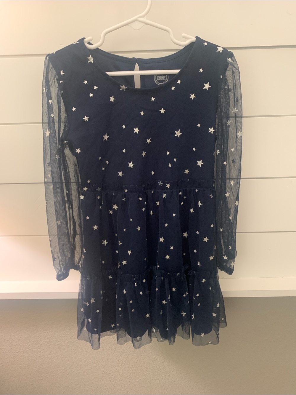 wonder nation Navy Dress with Silver Star Print